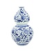 Chinese Vaas Porselein Lotus Handgeschilderd Blauw-Wit D19xH33cm