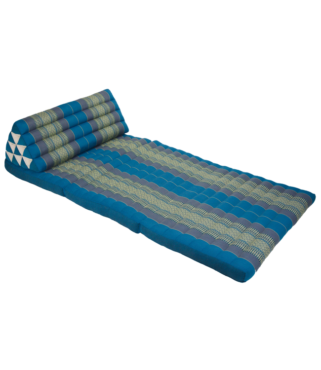 Coussin Thaï Triangulaire avec Matelas 3 Parties XXXL - 90x190cm - Azuré