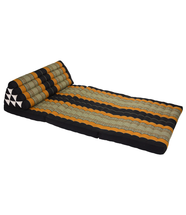 Thai Cushion Three-fold 80x190x7cm Triangle Cushion XXXL 8 Roll Seat Black Orange