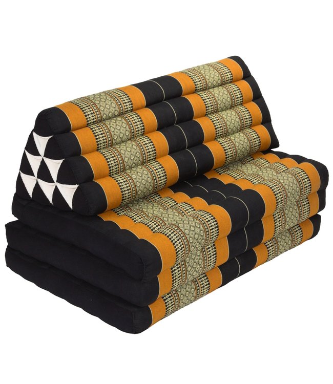 Coussin Thaïlandais Triangulaire Matelas 3 Parties XXXL 80x190x7cm Noir Orange
