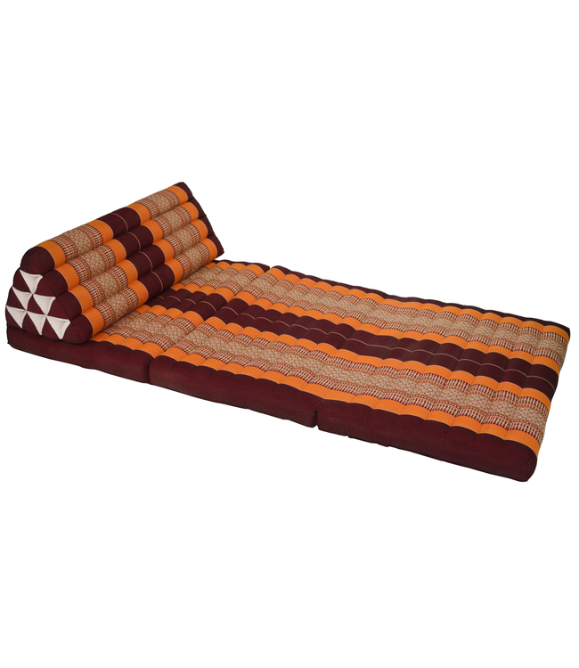 Thaikissen Dreieckskissen 3 Auflagen XXXL Kapok 80x190x7cm Burgunderrot Orange