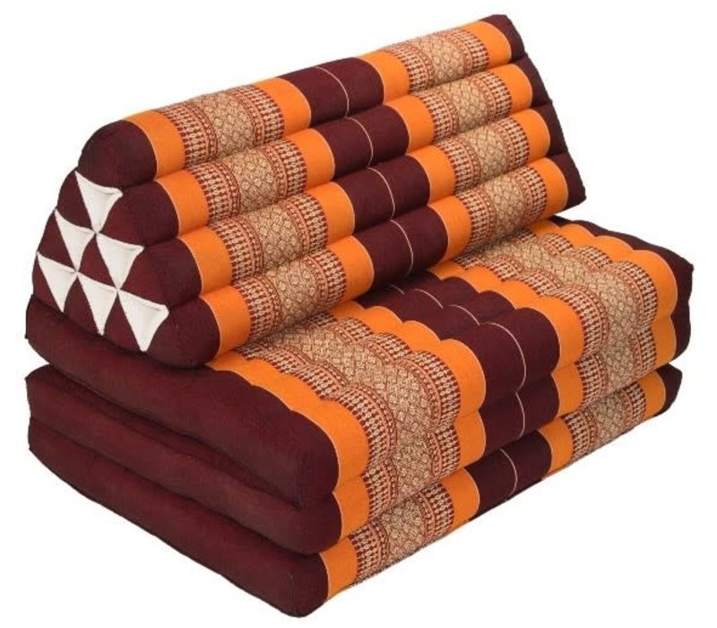 Thai Cushion Three-fold 80x190cm Triangle Cushion XXXL 8 Roll Seat Burgundy Orange