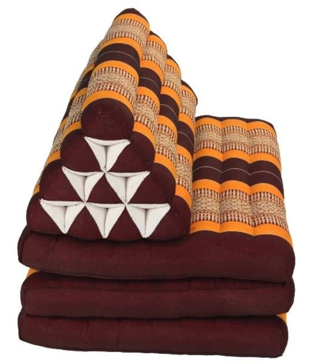 Thaikissen Dreieckskissen 3 Auflagen XXXL Kapok 80x190x7cm Burgunderrot Orange