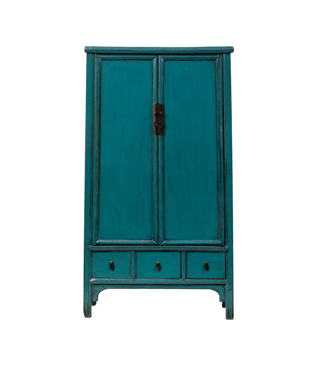 Armoire Chinoise Ancienne Bleu Canard L105xP47xH189cm