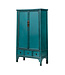 Antique Chinese Cabinet Glossy Blue W105xD47xH189cm