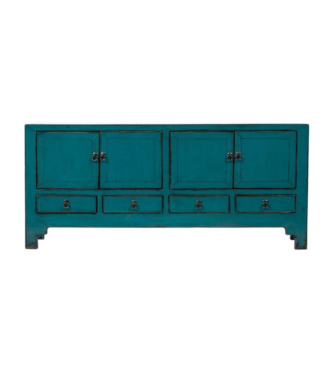Antique Chinese TV Cabinet Teal High Gloss W136xD40xH61cm