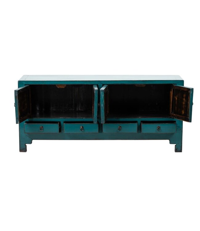 Mueble TV Chino Antiguo Teal Alto Brillo An136xP40xAl61cm