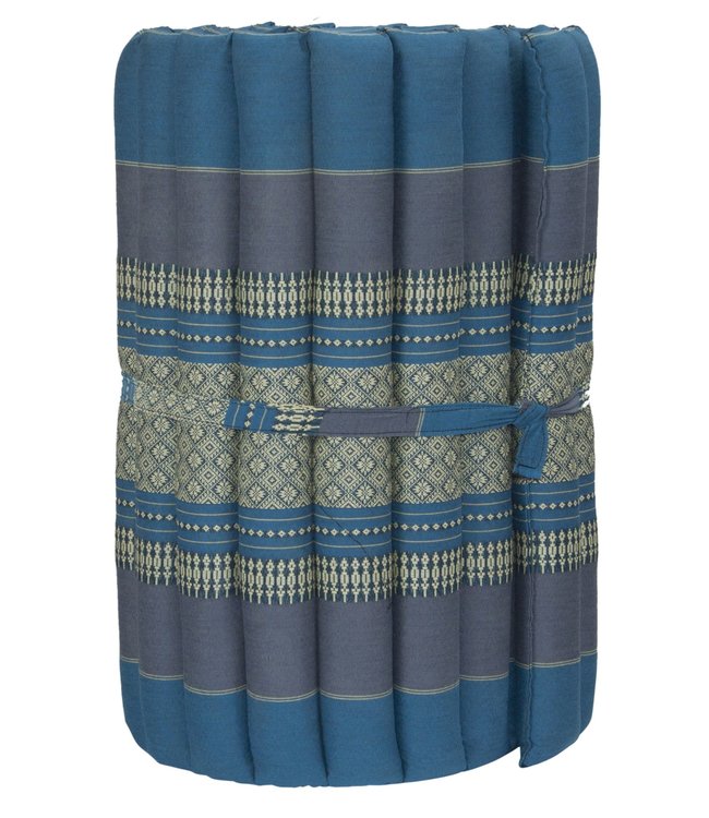 Matelas Thaï Enroulable en Coton et Kapok - 50x190cm - Bleu Ciel