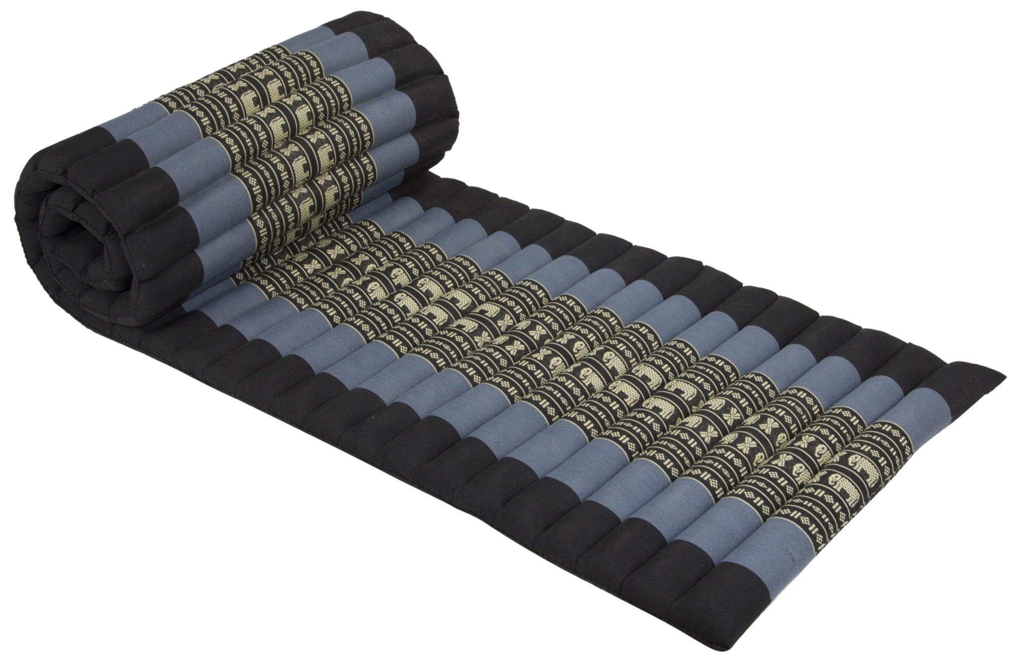Materasso Arrotolabile Thai In Kapok 190x50x4.5 Cm - Per Meditazione, Yoga, Relax, Fodera Cotone, Naturale
