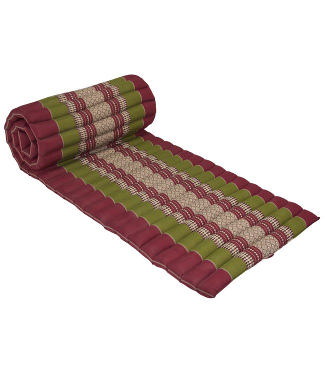 Thaise Mat Oprolbaar Matras 190x50x4.5cm Bordeaux Groen