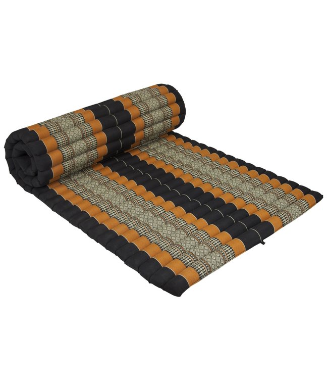 Thaise Mat Oprolbaar Matras 190x78x4.5cm Zwart Oranje