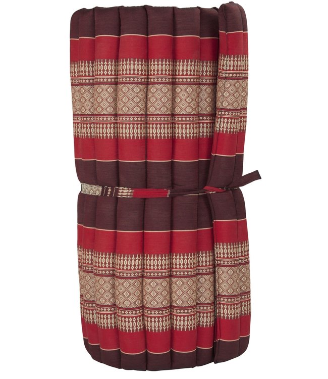 Matelas Thaï Enroulable en Coton et Kapok 200x77x4.5cm Rouge