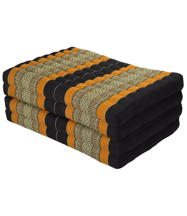 Thai Cushion Mattress 4-folded 80x200cm Mat Cushion XXXL Black Orange