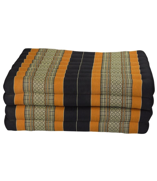 Thaimatte Faltbar Kapokfüllung 80x200cm XXXL Schwarz Orange