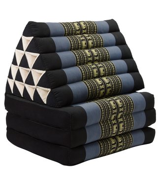 Fine Asianliving Colchón Tailandés de 3 Pliegues con Cojín Triangular Plegable 54x180x6cm XL Negro Elefantes