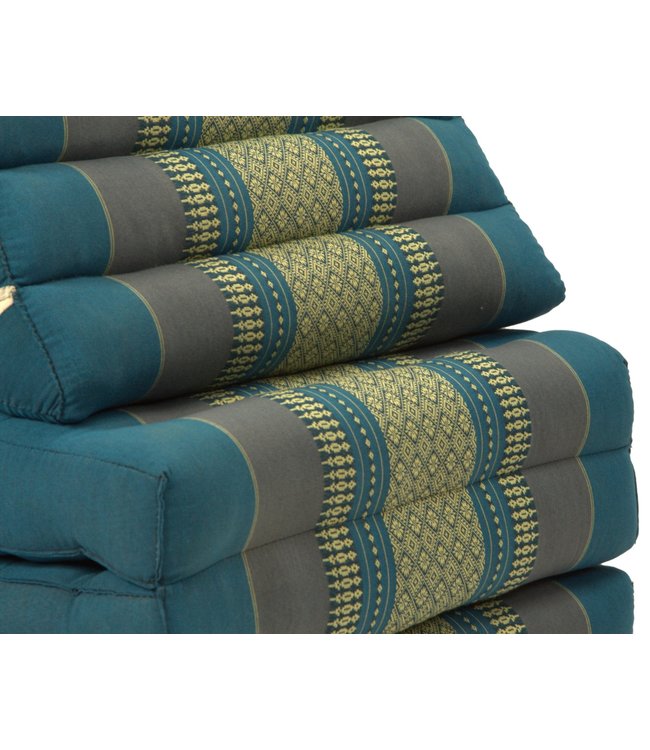 Thai Mattress Triangle Cushion Headrest 3-Fold Meditation Mat Jumbo Seat Kapok XL Blue