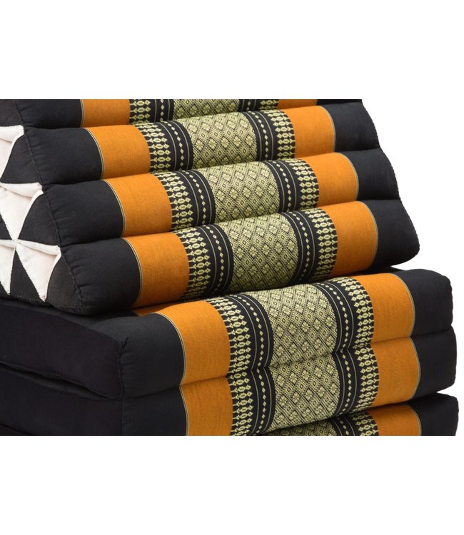 Cuscino Materasso Thailandese Triangolare 56x180cm XL Kapok Nero Arancione
