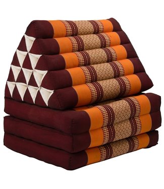 Fine Asianliving Colchón Tailandés de 3 Pliegues con Cojín Triangular Plegable 54x180x6cm XL Naranja Borgoña