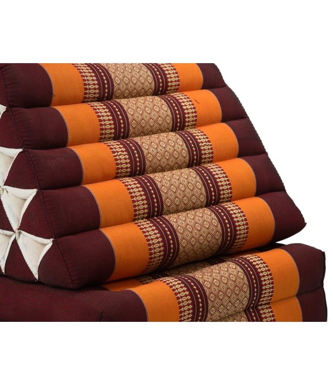 Cuscino Materasso Thailandese Triangolare 54x180x6cm XL Kapok Rosso Arancione