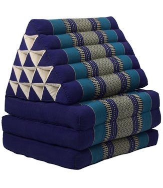 Fine Asianliving Thais Kussen Meditatie Driehoek Vloer Ligmat Yoga Uitklapbaar Kapok 54x180x6cm XL Oceaan Blauw