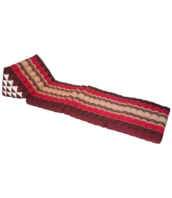 Colchón Tailandés de 3 Pliegues con Cojín Triangular Plegable 54x180x6cm XL Rojo