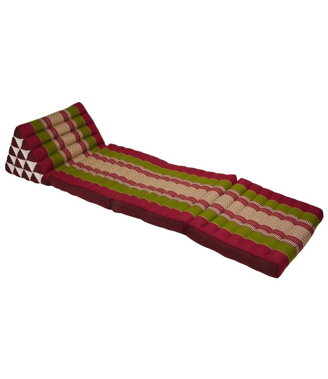 Cuscino Materasso Thailandese Triangolare 54x180x6cm XL Kapok Rosso Verde