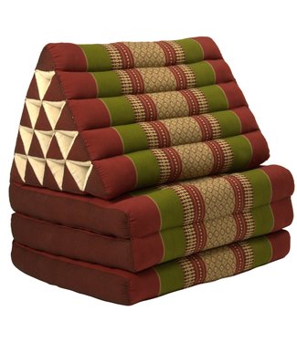 Fine Asianliving Colchón Tailandés de 3 Pliegues con Cojín Triangular Plegable 54x180x6cm XL Rojo Verde