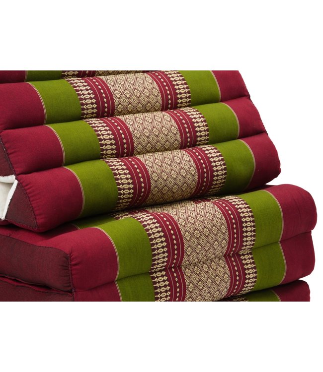 Thai Triangle Cushion Mattress Foldable XL 54x180x6cm Burgundy Green