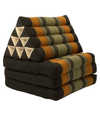 Fine Asianliving Colchón Tailandés de 3 Pliegues con Cojín Triangular Plegable 50x175x8cm Negro Naranja