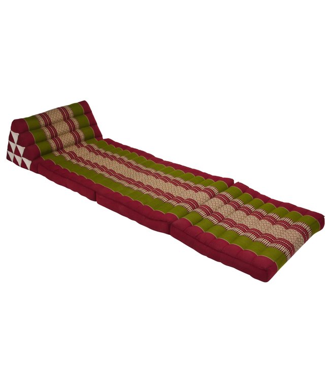 Colchón Tailandés de 3 Pliegues con Cojín Triangular Plegable Rojo Verde