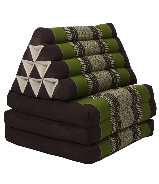 Coussin Tahaïlandais Triangulaire Matelas 3 Parties 50x175x8cm Vert