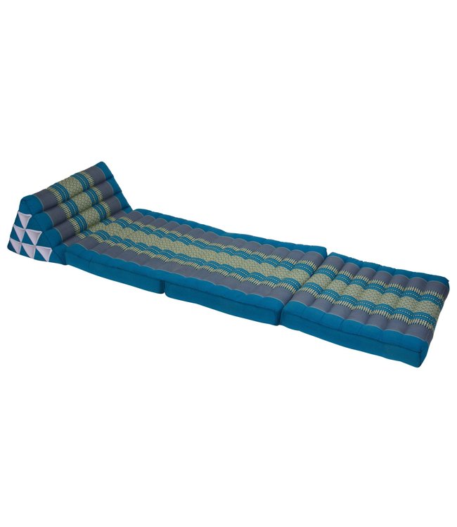 Coussin Thaïlandais Triangulaire Matelas 3 Parties 50x175x8cm Bleu