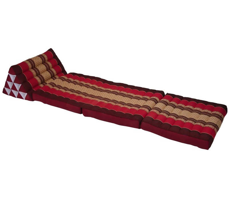 Thai Mattress Triangle Cushion Headrest 3-Fold Meditation Mat Lounge Kapok Burgundy Red