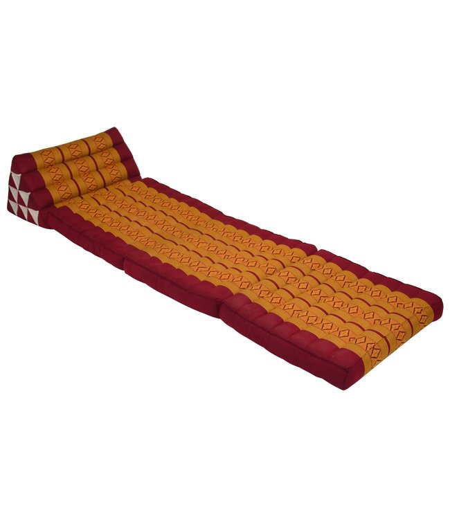 Colchón Tailandés de 3 Pliegues con Cojín Triangular Plegable 50x175x8cm Naranja