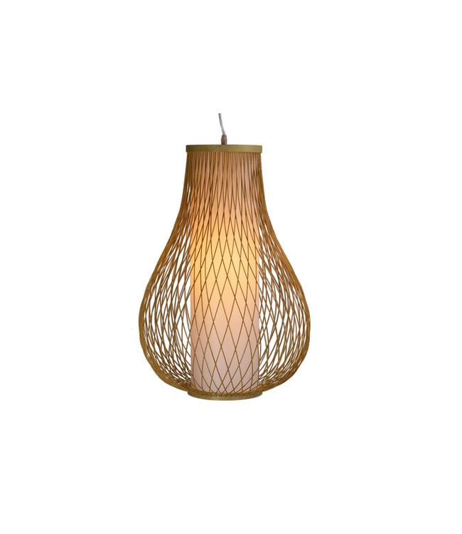 Bamboo Lampshade Pendant Light Handmade - Amber D38xH55cm