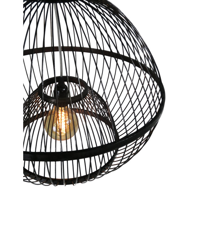 Bambus Hängelampe Pendelleuchte Schwarz Handgefertigt -  Lucas D50xH40cm