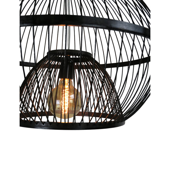 Bambus Hängelampe Pendelleuchte Schwarz Handgefertigt -  Lucas D50xH40cm
