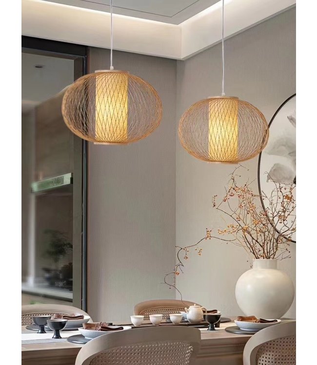 Bamboo Lampshade Pendant Light Handmade -  Sophia D40xH33cm