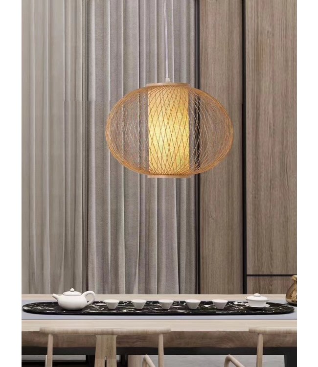 Bamboo Lampshade Pendant Light Handmade -  Sophia D40xH33cm