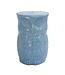 Tabouret Céramique Bleu Hibou Chinois Porcelaine Fait Main D33xH46cm