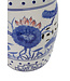Keramische Kruk Blauw Wit Waterlelies Handgeschilderd B33xH46cm