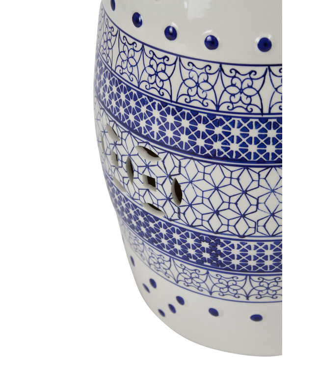 Keramische Kruk Blauw Wit Geo Dots Handgemaakt D33xH46cm