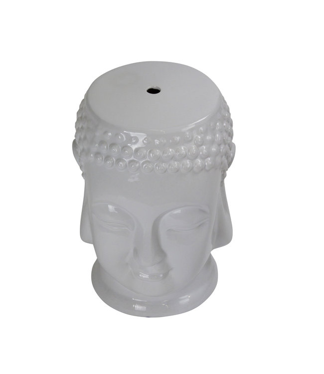 Keramische Kruk Boeddha Wit Handgemaakt D33xH46cm