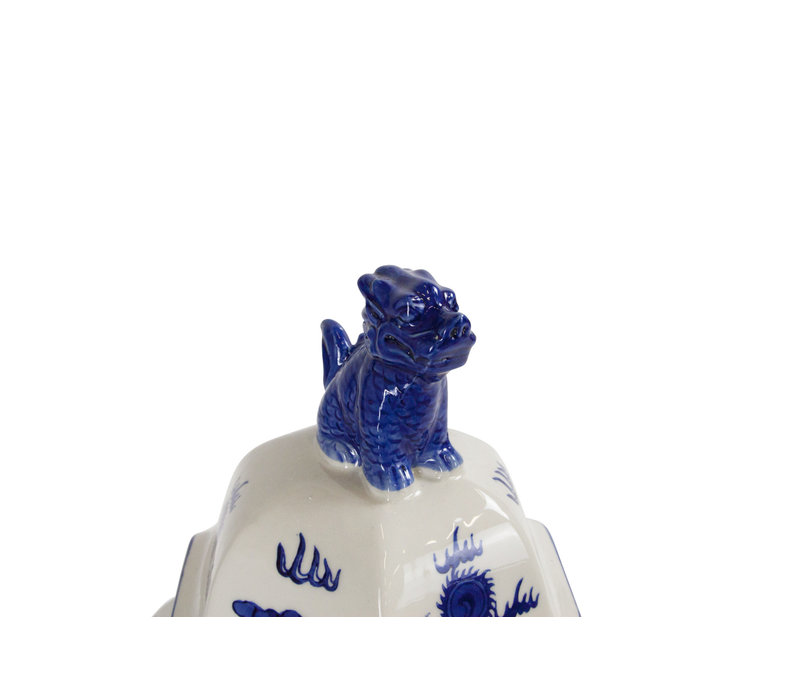 Pot à Gingembre Chinois Bleu et Blanc Peint à la Main L33xP29xH61cm