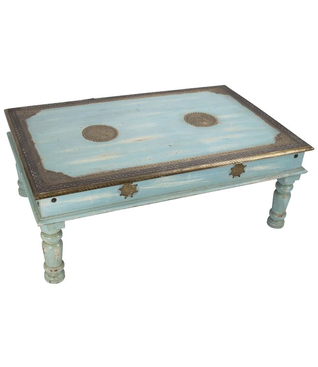 Table Basse Indienne en Bois Fait Main en Inde L120xP77xH46cm