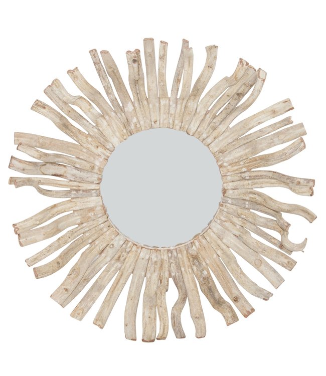 Round Wall Mirror Solid Wooden Lianas Branches D100cm