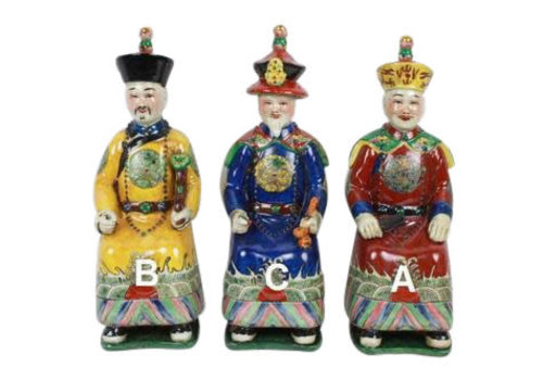 Fine Asianliving Chinesischer Kaiser Porzellanfigur Drei Generationen Qing Dynastie Statuen Set/3