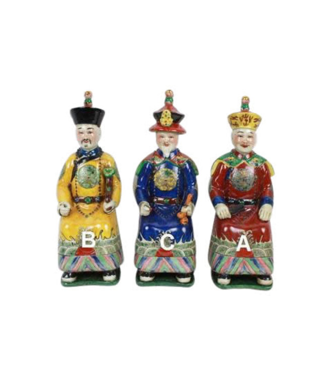 Estatuilla de Porcelana Del Emperador Chino, Tres Generaciones, Conjunto De Estatuas De La Dinastía Qing/3