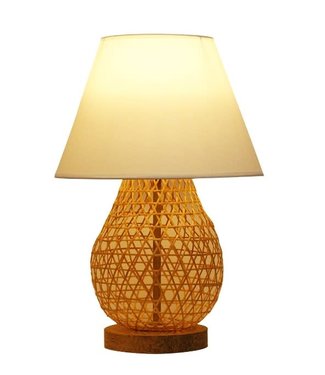 Fine Asianliving Lampe de Table en Bambou Webbing Fait Main - Wylie D.30xH44cm