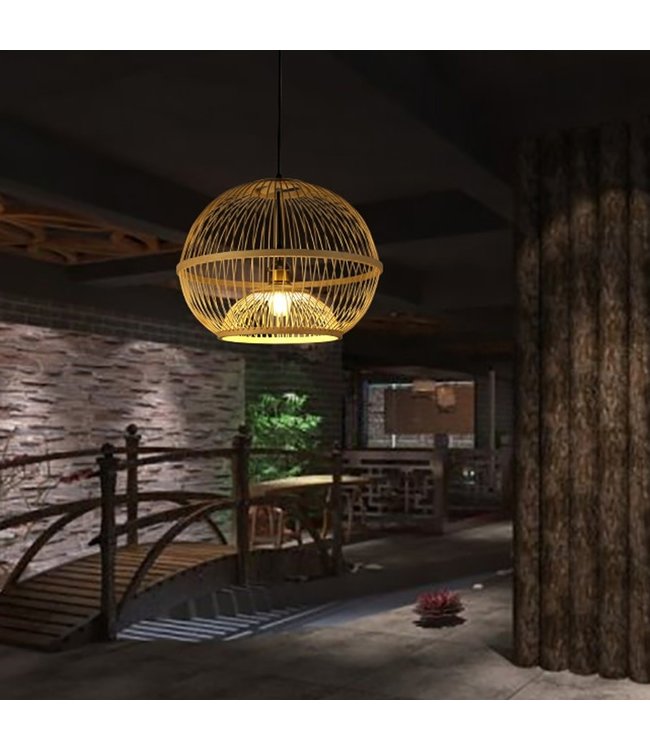 Lampada a Sospensione in Bambù Fatta a Mano - Sisley L50xP50xA40cm